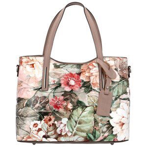 Dámská kožená kabelka béžová/květiny - Delami Sanddy