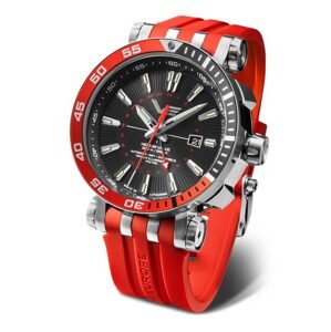 Vostok Europe Energia Rocket Automatic GMT NH34-575A717 - Červený silikonový řemínek