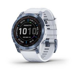 Garmin Fenix 7 Sapphire Solar Titan Blue/ White Silicone Band - 010-02540-25