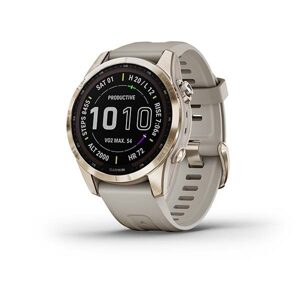 Garmin Fenix 7S Sapphire Solar Titan Cream Gold/ Sand Silicone Band - 010-02539-21