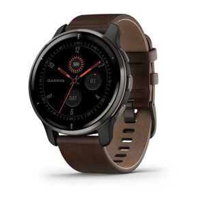 Garmin Venu  2 Plus Slate/Slate, hnědý kožený řemínek - 010-02496-15