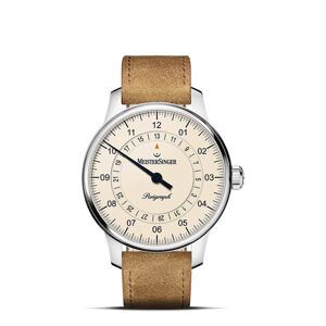 MeisterSinger Perigraph 38mm BM1103 - Semišový řemínek světle hnědé barvy