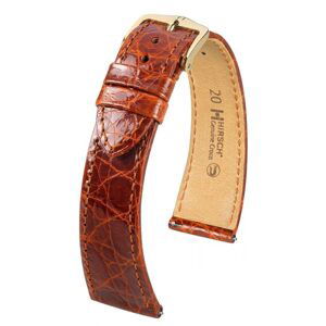 Řemínek Hirsch Genuine Croco - zlatohnědý, lesk - 16 mm - M – Střední délka - 14 mm - Zlatá