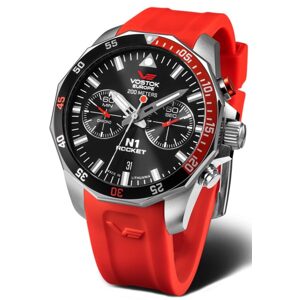 Vostok Europe N-1 Rocket Chrono Line 6S21-225A707S - Červený silikonový řemínek