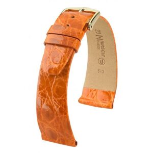 Řemínek Hirsch Prestige Crocodile - oranžový - 15 mm - M – Střední délka - 14 mm - Zlatá