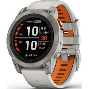 Garmin Fēnix 7 Pro Sapphire Solar Edition Titanium s řemínkem Fog Gray / Ember Orange 010-02777-21