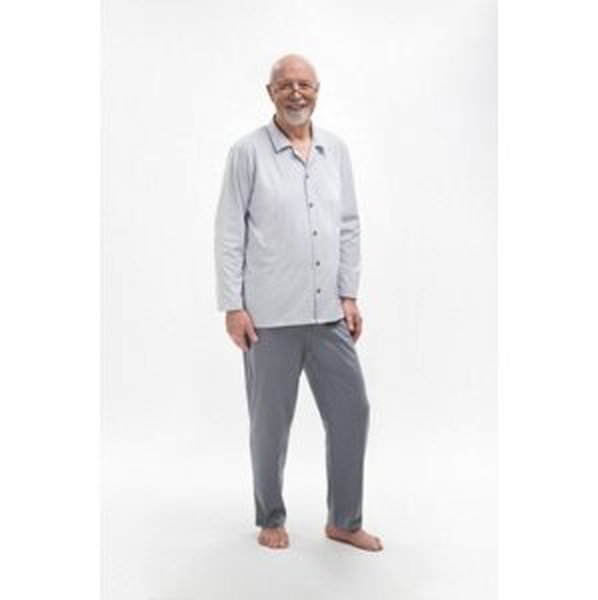 Martel Antoni 403 Rozepínané Pánské pyžamo plus size 3XL Bílo-tmavě modrá