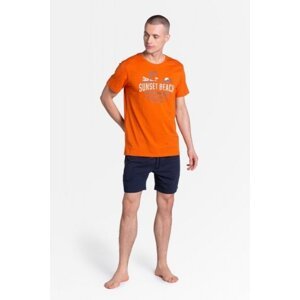 Henderson Led 38867-22X Pánské pyžamo XXL oranžovo–tmavě modrá