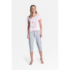 Henderson Ladies Tamia Long 38889-03X Dámské pyžamo XXL světle růžová-šedá