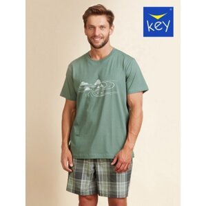 Key MNS 719 A22 Pánské pyžamo L zelená-kostka