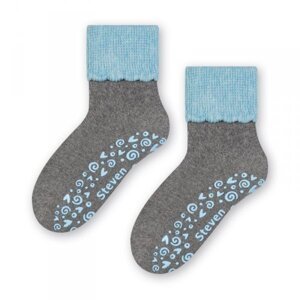 Steven 038 tmavě šedo-modré ABS Dětské ponožky 29/31 šedá