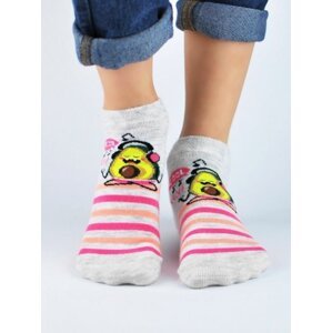 Noviti ST024 Cotton vzor Dětské kotníkové ponožky 31-34 světle růžový melanž