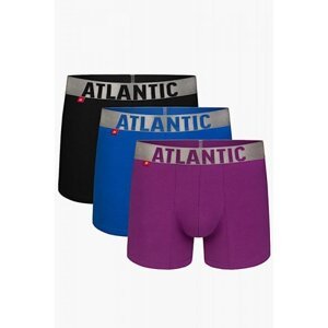 Atlantic 049 3-pak modré/fialové/černé Pánské boxerky XL Mix