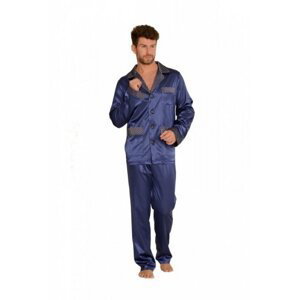 De Lafense 939 Satén Pánské pyžamo L tmavě modrá