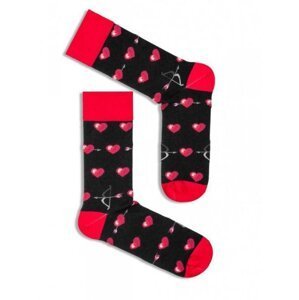 Milena Avangard Valentýnské 0125 Pánské ponožky 42-46 granatowy-czerwony serce