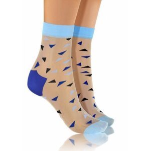 Sesto Senso Fashion Nylon trojúhelníky bílé/modré Dámské ponožky Univerzální vícebarevná