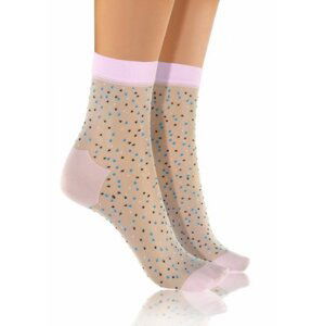 Sesto Senso Fashion Nylon tečky perleťové/růžové Dámské ponožky Univerzální vícebarevná