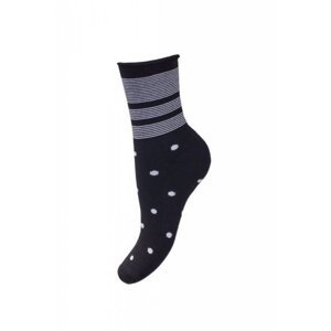 Milena 071 polofroté vzor Dámské ponožky 35-37 černá-ecru