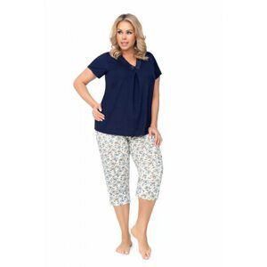 Donna Aria Dámské pyžamo Plus Size 6XL tmavě modrá/vzor