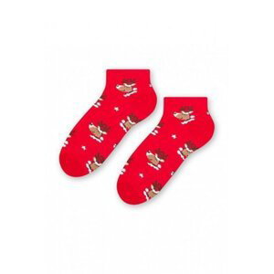 Steven art.136 Vánoční dámské kotníkové ponožky 35-37 červená