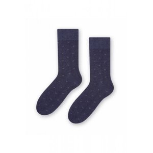Steven 056 224 vzor tmavě modré Pánské oblekové ponožky 42/44 tmavě modrá