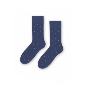 Steven 056 227 vzor tmavě modré Pánské oblekové ponožky 42/44 tmavě modrá