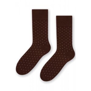 Steven 056 215 vzor hnědé Pánské oblékové ponožky 42/44 hnědá