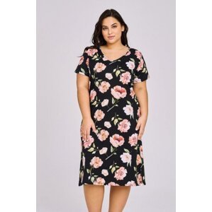 Taro Peony 3160 2XL-3XL L24 Noční košilka XXL černá-květy