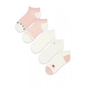 Noviti ST 030 W 01 ecru-růžové Dámské kotníkové ponožky 36/41 Mix