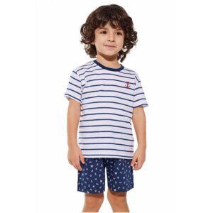 Cornette Kids Boy 801/111 Marine 98-128 Chlapecké pyžamo 86-92 Bílo-tmavě modrá