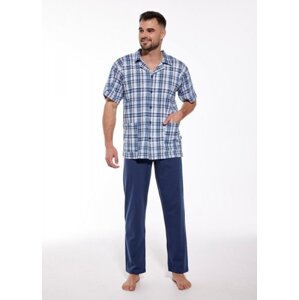 Cornette 318/50 Pánské pyžamo S tmavě modrá-kostka