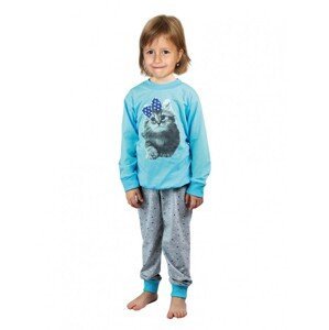 Dětské dlouhé pyžamo KITTY azurové - P KITTY 901 122-128