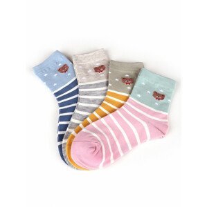 Dámské ponožky 3019  medvěd - MIX barev - PON 3019 PRUH MEDVED 35-38
