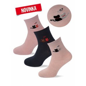 Dámské ponožky 3019  kočka - MIX barev - PON 3019 MIX KOČKA 35-38