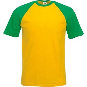 Fruit of the Loom Pánské tričko Baseball s krátkým rukávem, 165 g/m Barva: žlutá slunečnicová - zelená výrazná, Velikost: S F295