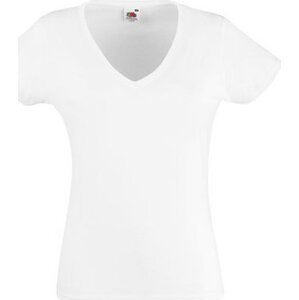Dámské bavlněné tričko Fruit of the Loom s hlubokým výstřihem do V Barva: Bílá, Velikost: M F271N