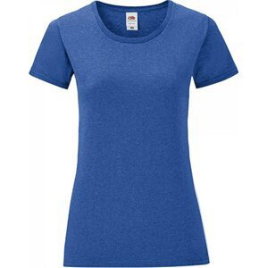 Fruit of the Loom Lehké vypasované dámské bavlněné tričko Iconic 150 g/m Barva: modrá melír, Velikost: XS F131