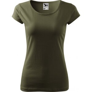 MALFINI® Dámské lehce vypasované bavlněné tričko Malfini s kratšími rukávky Barva: military, Velikost: XL