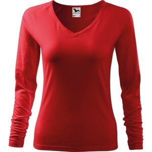 MALFINI® Dámské přiléhavé tričko Elagance do véčka s dlouhým rukávem Barva: Červená, Velikost: M
