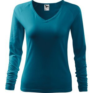 MALFINI® Dámské přiléhavé tričko Elagance do véčka s dlouhým rukávem Barva: modrá tyrkysová tmavá, Velikost: XXL