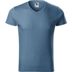 MALFINI® Pánské vypasované bavlněné slim-fit tričko do véčka Barva: modrá denim, Velikost: S