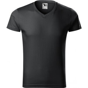 MALFINI® Pánské vypasované bavlněné slim-fit tričko do véčka Barva: šedá uhlová, Velikost: L
