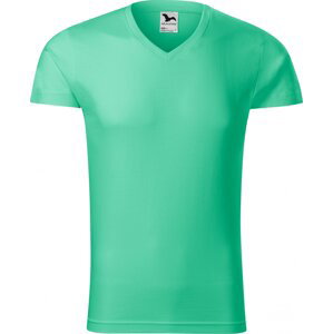 MALFINI® Pánské vypasované bavlněné slim-fit tričko do véčka Barva: Mátová, Velikost: L
