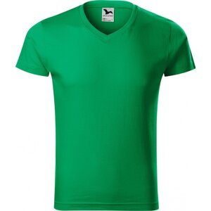 MALFINI® Pánské vypasované bavlněné slim-fit tričko do véčka Barva: zelená střední, Velikost: XXL