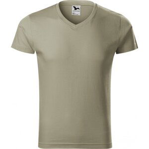 MALFINI® Pánské vypasované bavlněné slim-fit tričko do véčka Barva: zelená khaki světlá, Velikost: 3XL