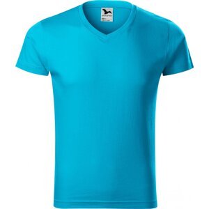 MALFINI® Pánské vypasované bavlněné slim-fit tričko do véčka Barva: Tyrkysová, Velikost: L