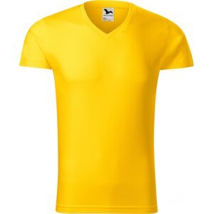 MALFINI® Pánské vypasované bavlněné slim-fit tričko do véčka Barva: Žlutá, Velikost: XXL