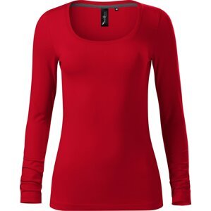 MALFINI Premium® Dámské strečové triko Brave s hlubším kulatým výstřihem, dlouhý rukáv Barva: červená výrazná, Velikost: XXL