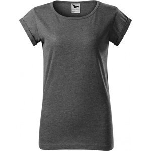 MALFINI® Volné směsové tričko Fusion s ohrnutými rukávky Barva: černý melír, Velikost: S