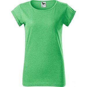 MALFINI® Volné směsové tričko Fusion s ohrnutými rukávky Barva: zelený melír, Velikost: XS